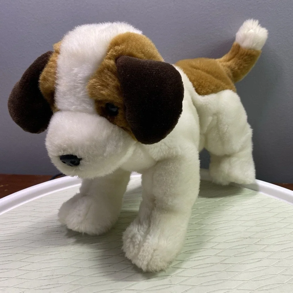 Vintage Aurora St. Bernard Plush Brown/Black/White Dog Stuffed Animal 12